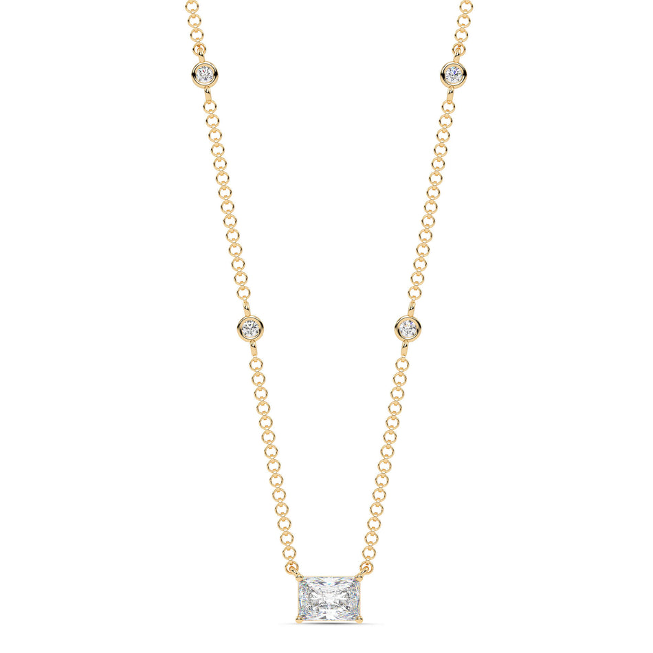 1.10cttw Lab-Grown Radiant and Round Diamond Station Necklace