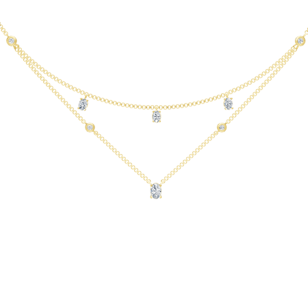 1.35cttw Lab-Grown Oval & Round Diamond Double-Strand Necklace