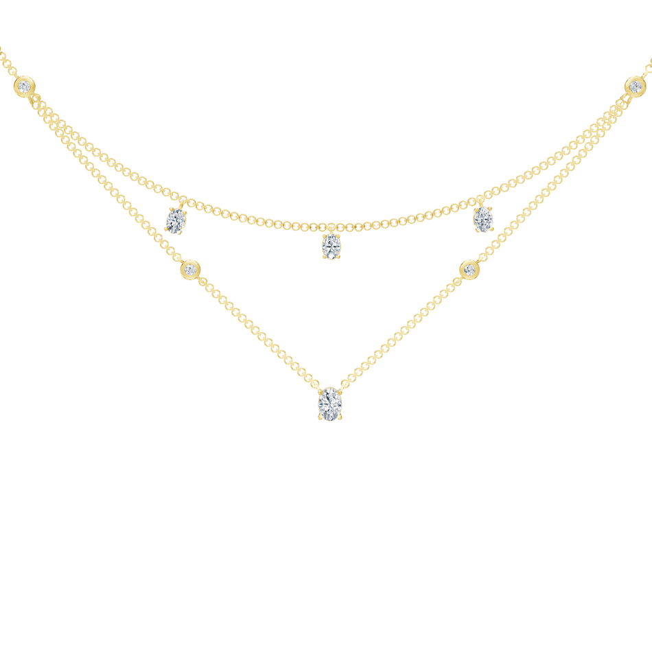 1.35cttw Lab-Grown Oval & Round Diamond Double-Strand Necklace