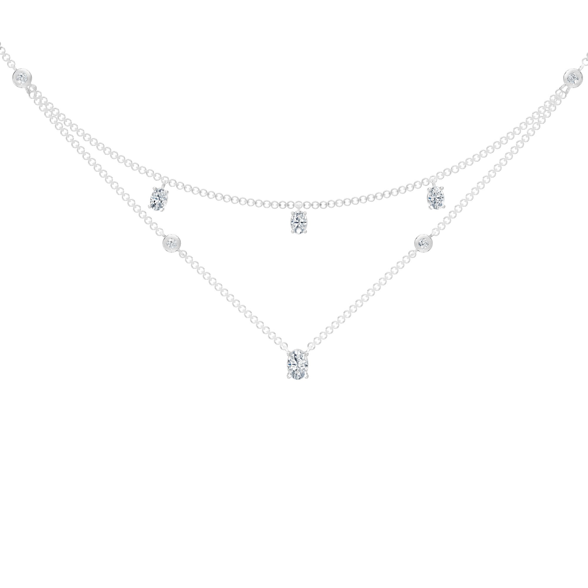 1.35cttw Lab-Grown Oval & Round Diamond Double-Strand Necklace