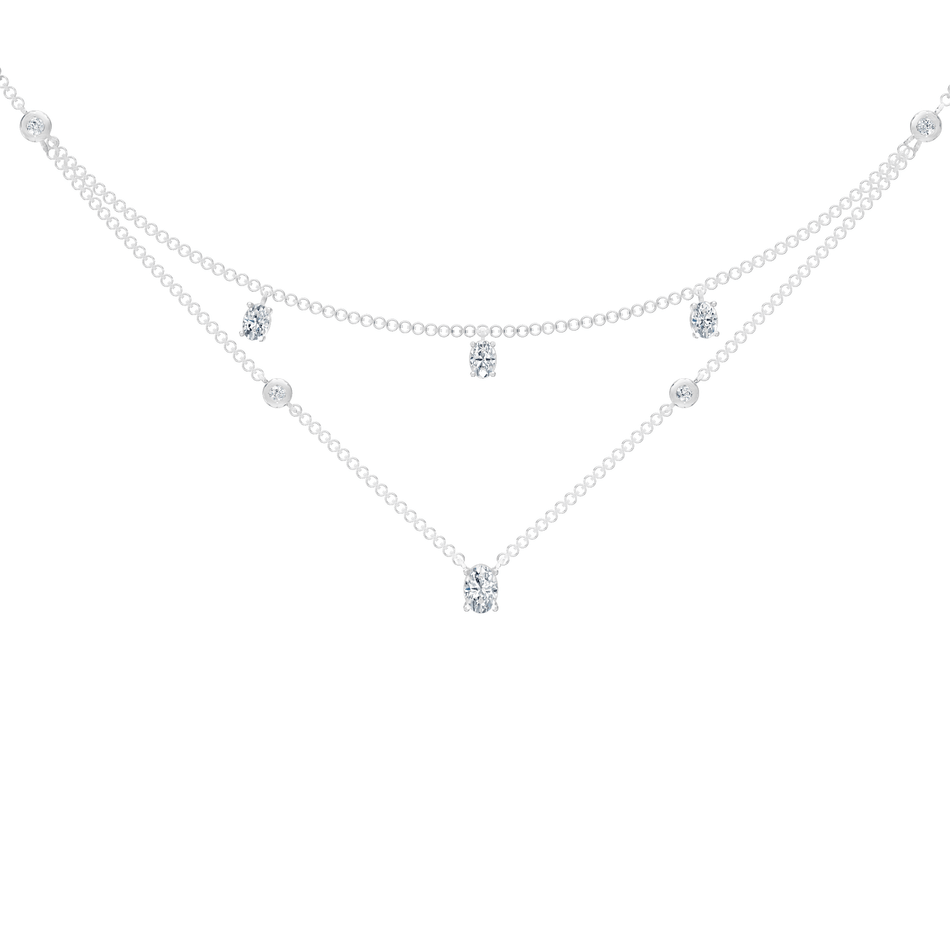 1.35cttw Lab-Grown Oval & Round Diamond Double-Strand Necklace