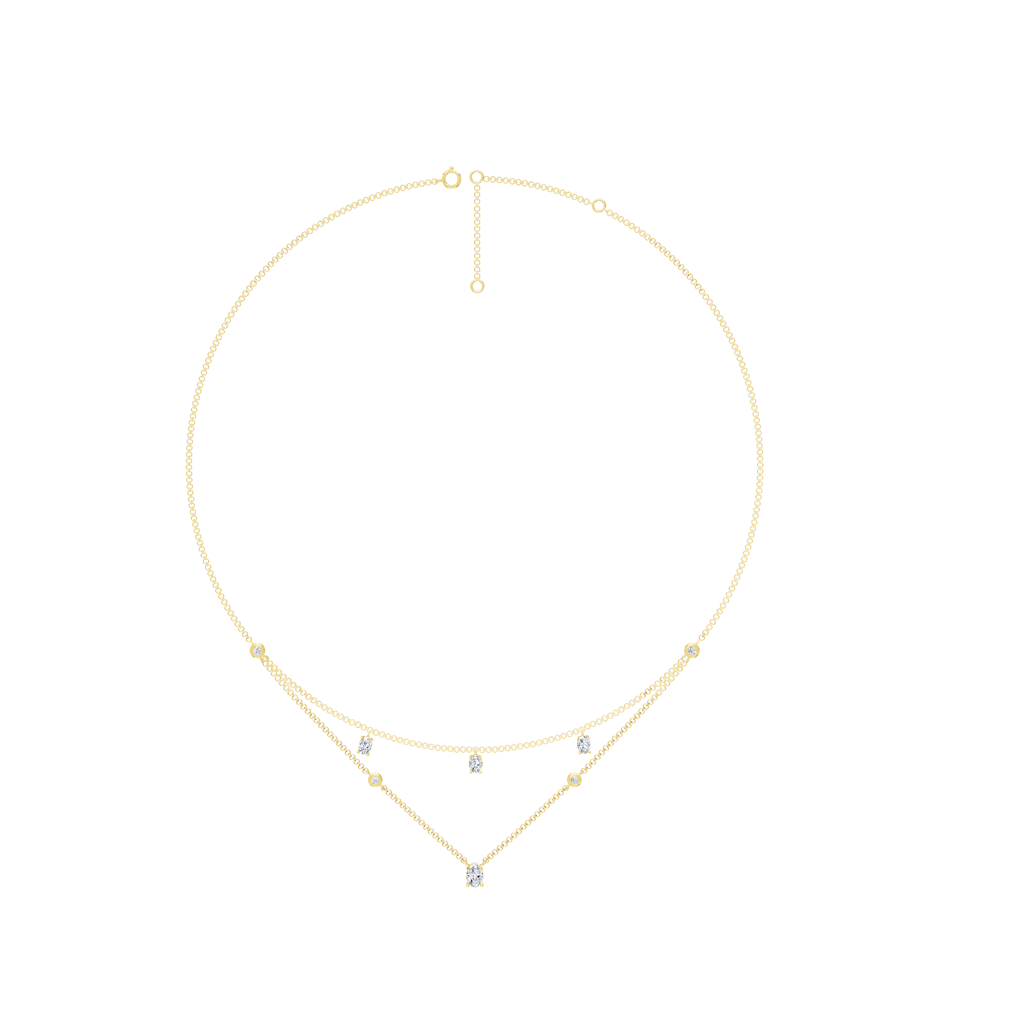 1.35cttw Lab-Grown Oval & Round Diamond Double-Strand Necklace