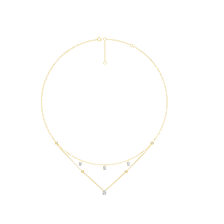 1.35cttw Lab-Grown Oval & Round Diamond Double-Strand Necklace