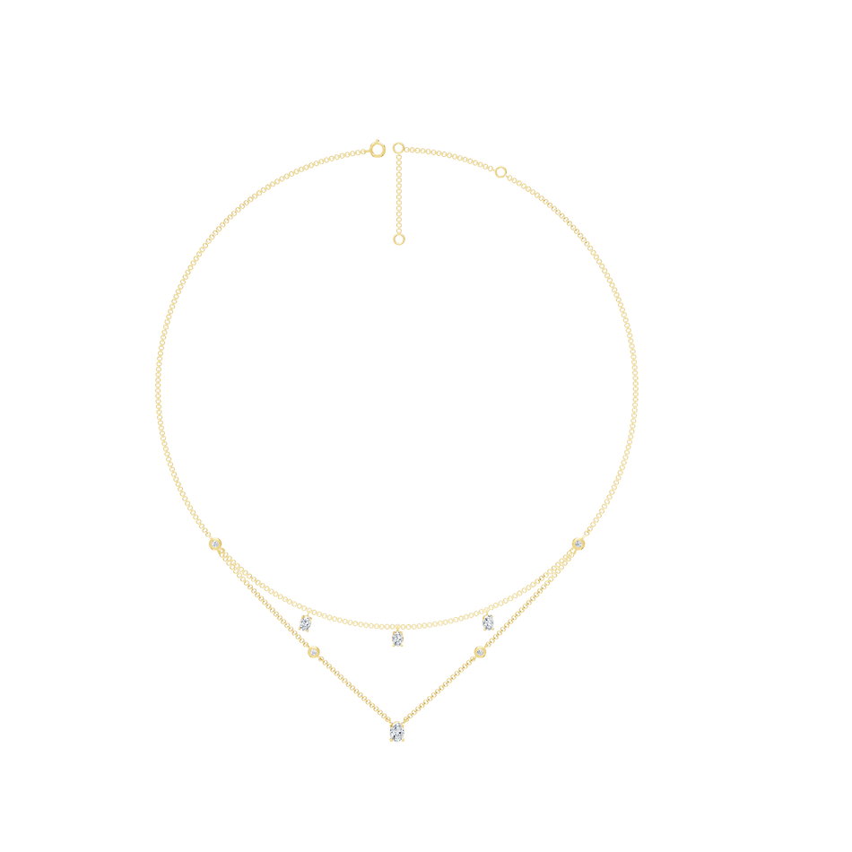 1.35cttw Lab-Grown Oval & Round Diamond Double-Strand Necklace