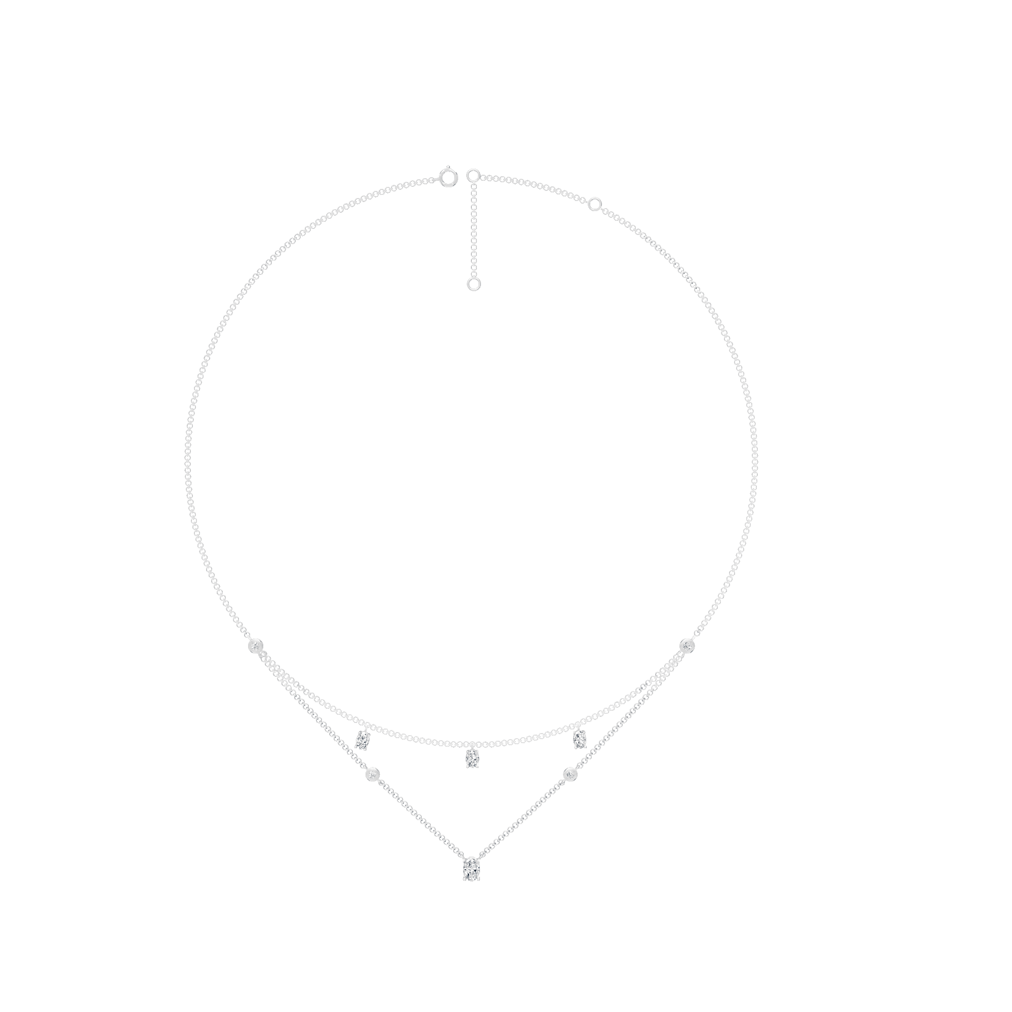 1.35cttw Lab-Grown Oval & Round Diamond Double-Strand Necklace