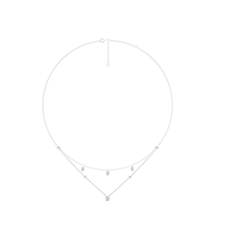 1.35cttw Lab-Grown Oval & Round Diamond Double-Strand Necklace