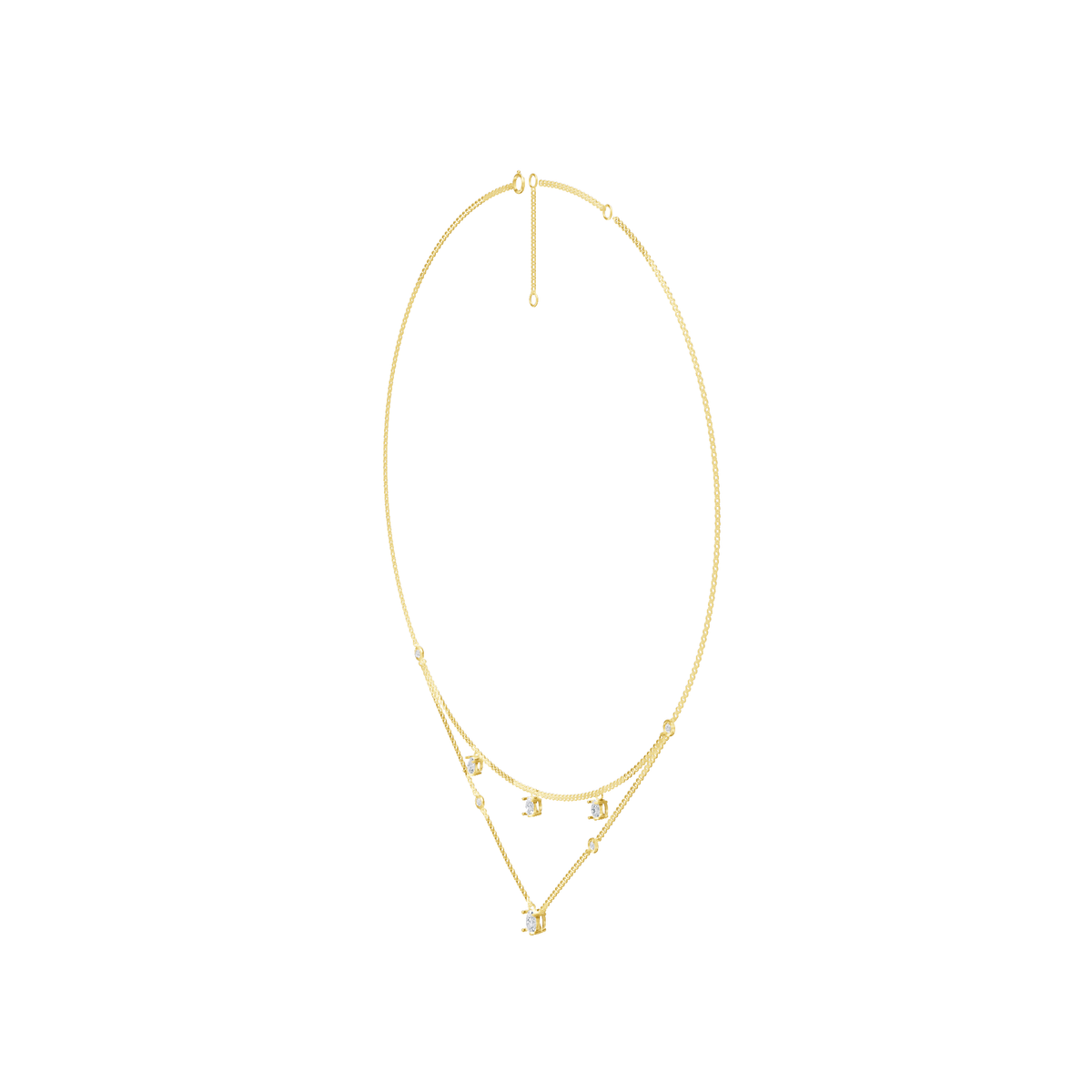 1.35cttw Lab-Grown Oval & Round Diamond Double-Strand Necklace