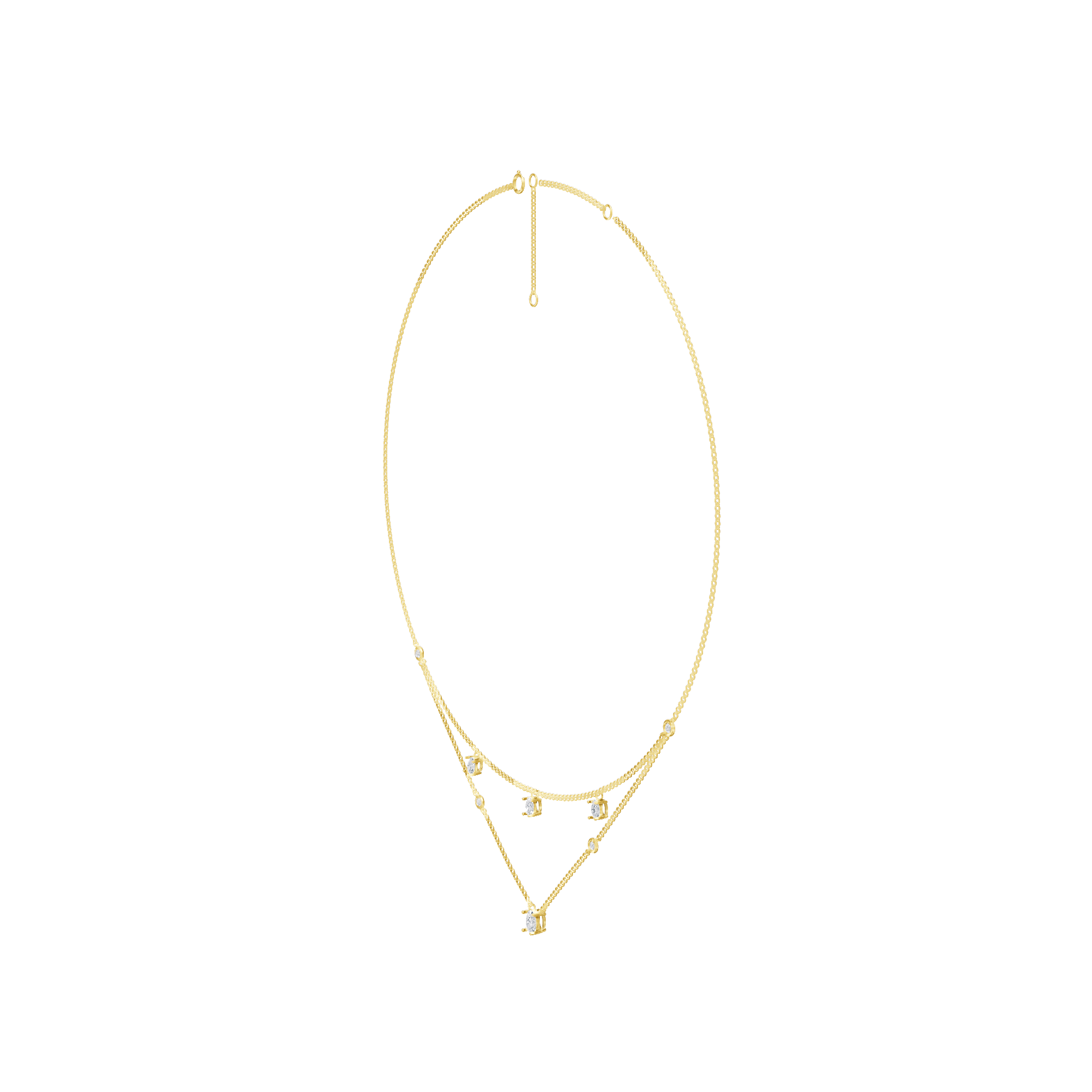 1.35cttw Lab-Grown Oval & Round Diamond Double-Strand Necklace
