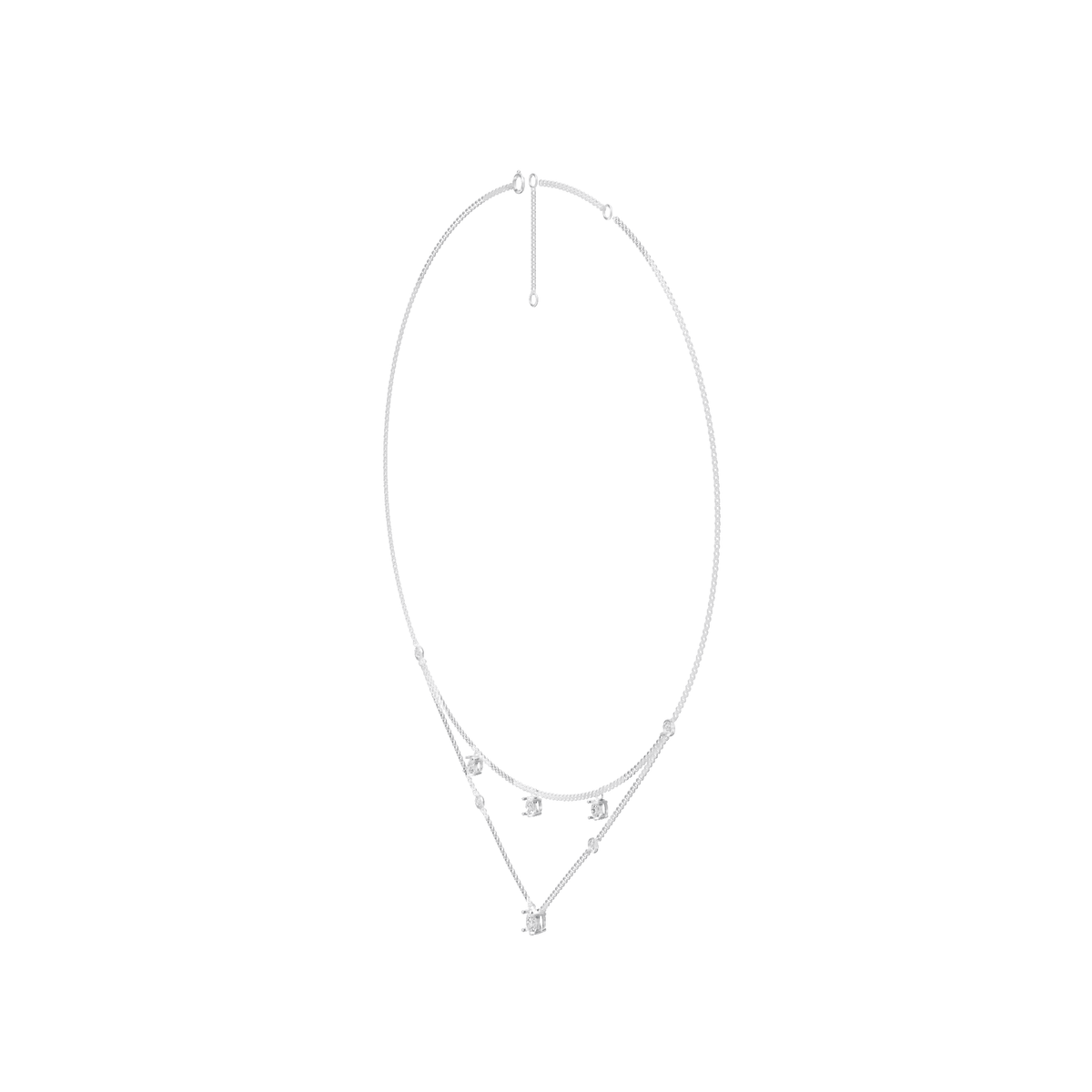 1.35cttw Lab-Grown Oval & Round Diamond Double-Strand Necklace