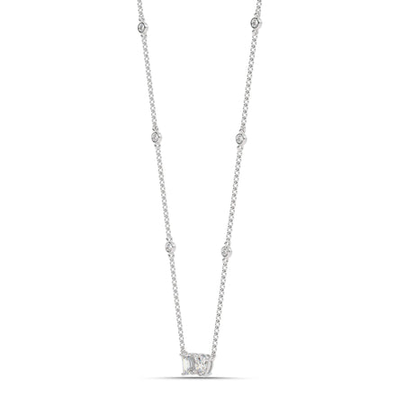 1.20cttw Lab-Grown Emerald & Oval Cut Diamond Station Necklace