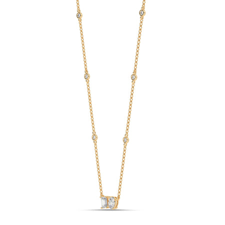1.20cttw Lab-Grown Emerald & Oval Cut Diamond Station Necklace