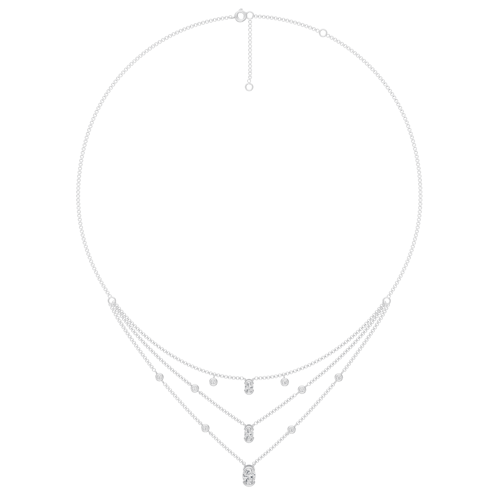 2.00cttw Lab-Grown Oval & Round Diamond Multi-Strand Necklace