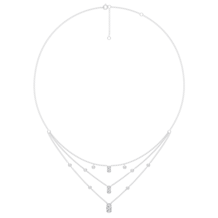 2.00cttw Lab-Grown Oval & Round Diamond Multi-Strand Necklace