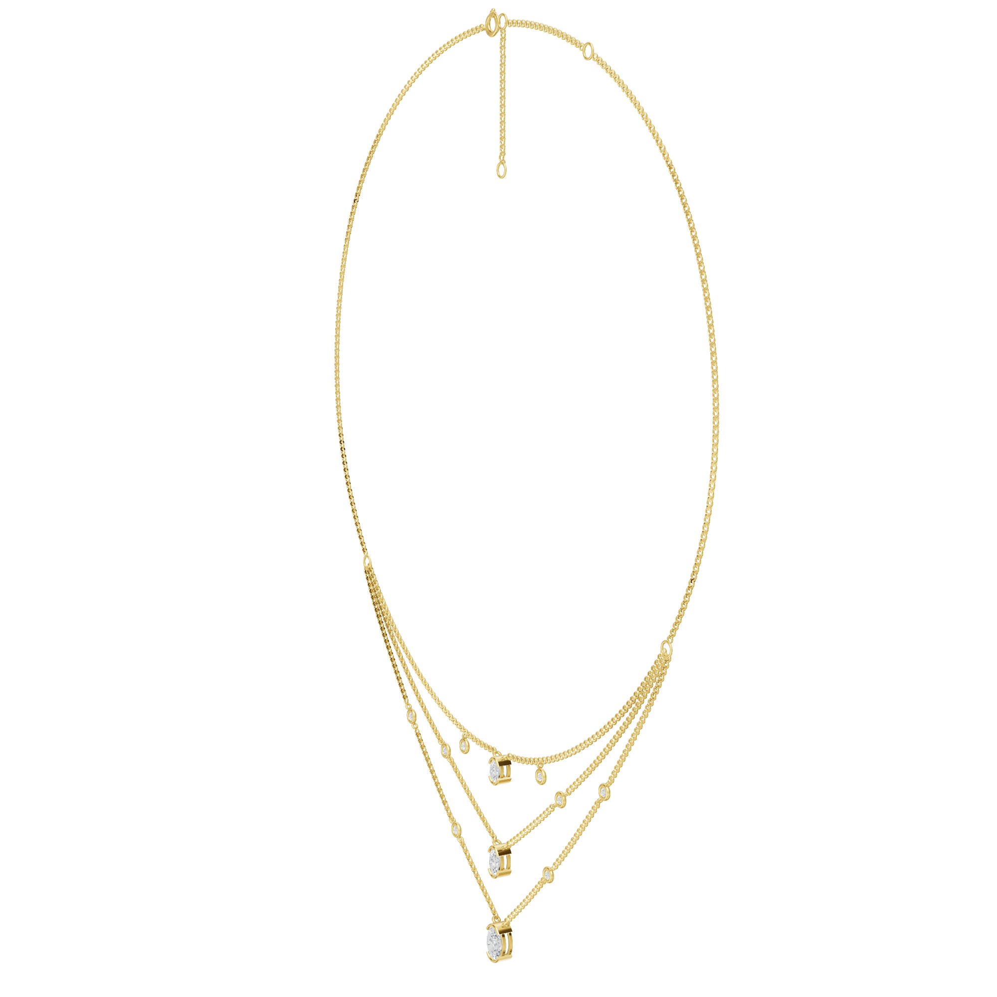 2.00cttw Lab-Grown Oval & Round Diamond Multi-Strand Necklace