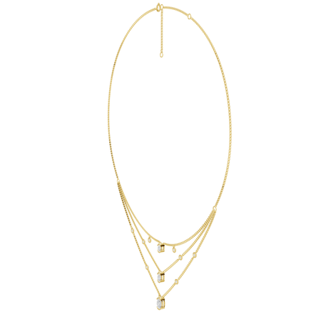 2.00cttw Lab-Grown Oval & Round Diamond Multi-Strand Necklace