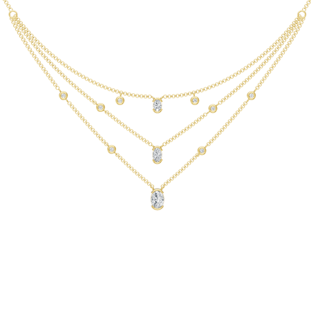 2.00cttw Lab-Grown Oval & Round Diamond Multi-Strand Necklace