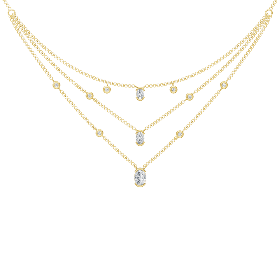 2.00cttw Lab-Grown Oval & Round Diamond Multi-Strand Necklace