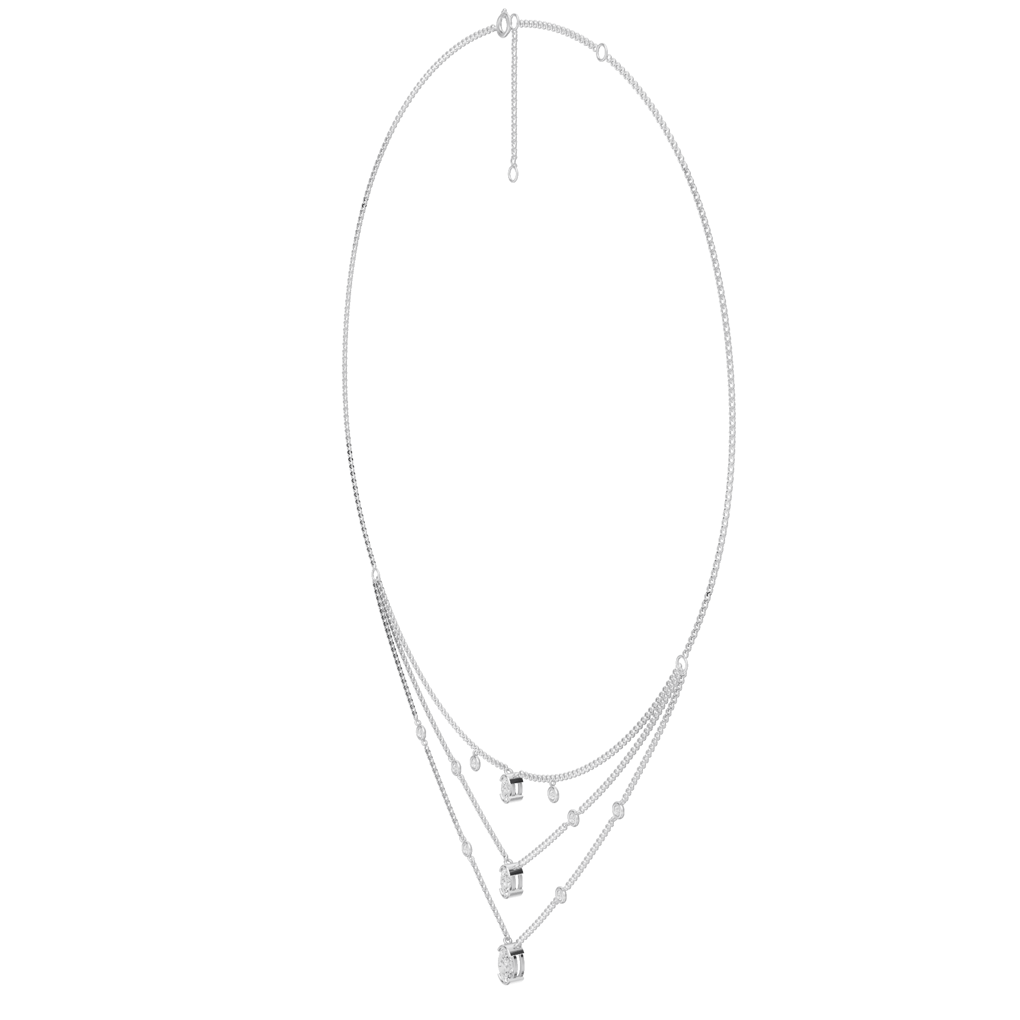 2.00cttw Lab-Grown Oval & Round Diamond Multi-Strand Necklace