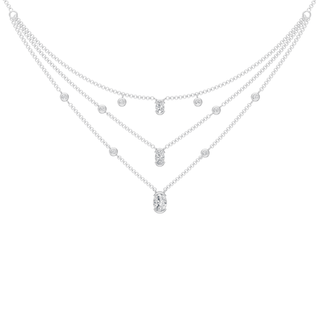 2.00cttw Lab-Grown Oval & Round Diamond Multi-Strand Necklace