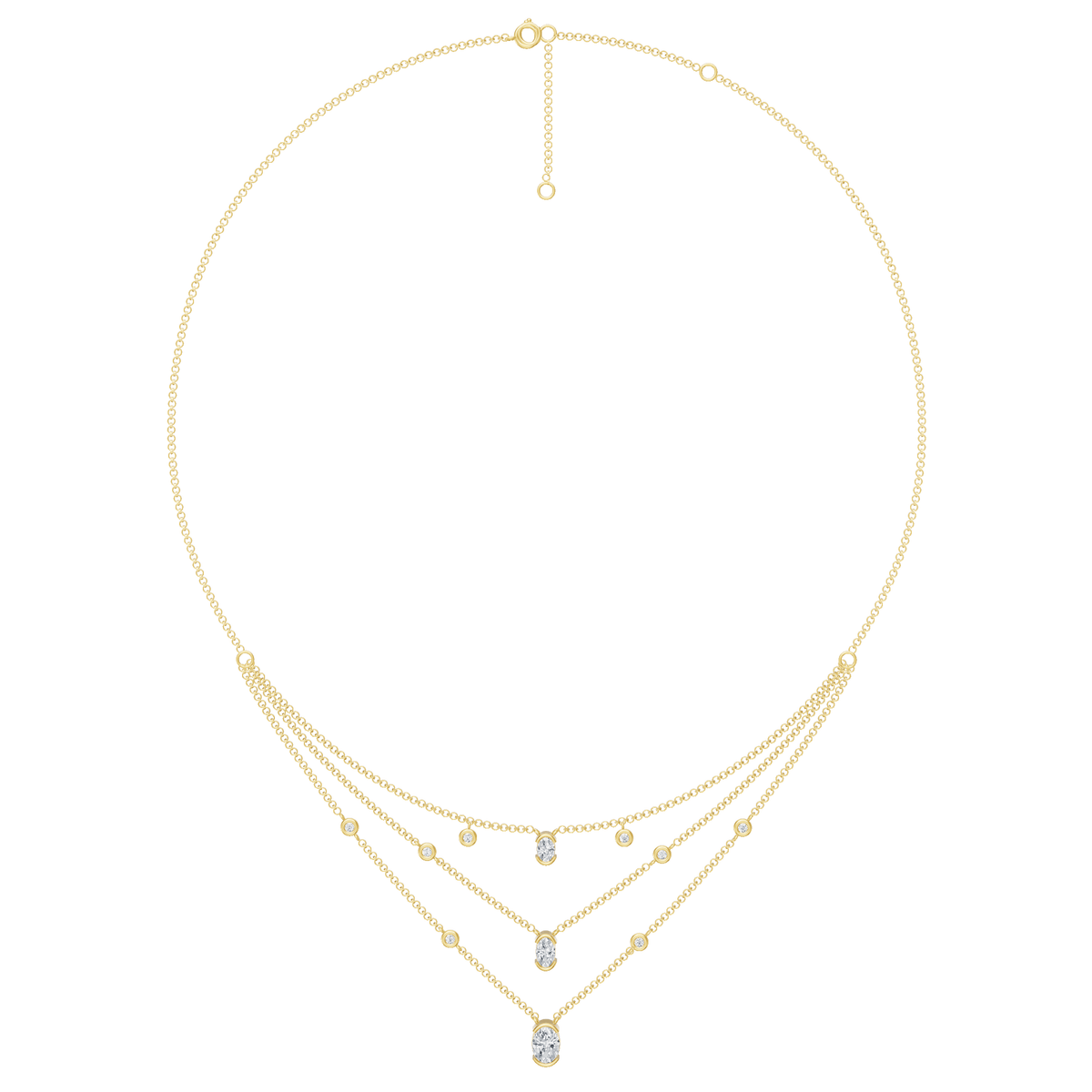 2.00cttw Lab-Grown Oval & Round Diamond Multi-Strand Necklace
