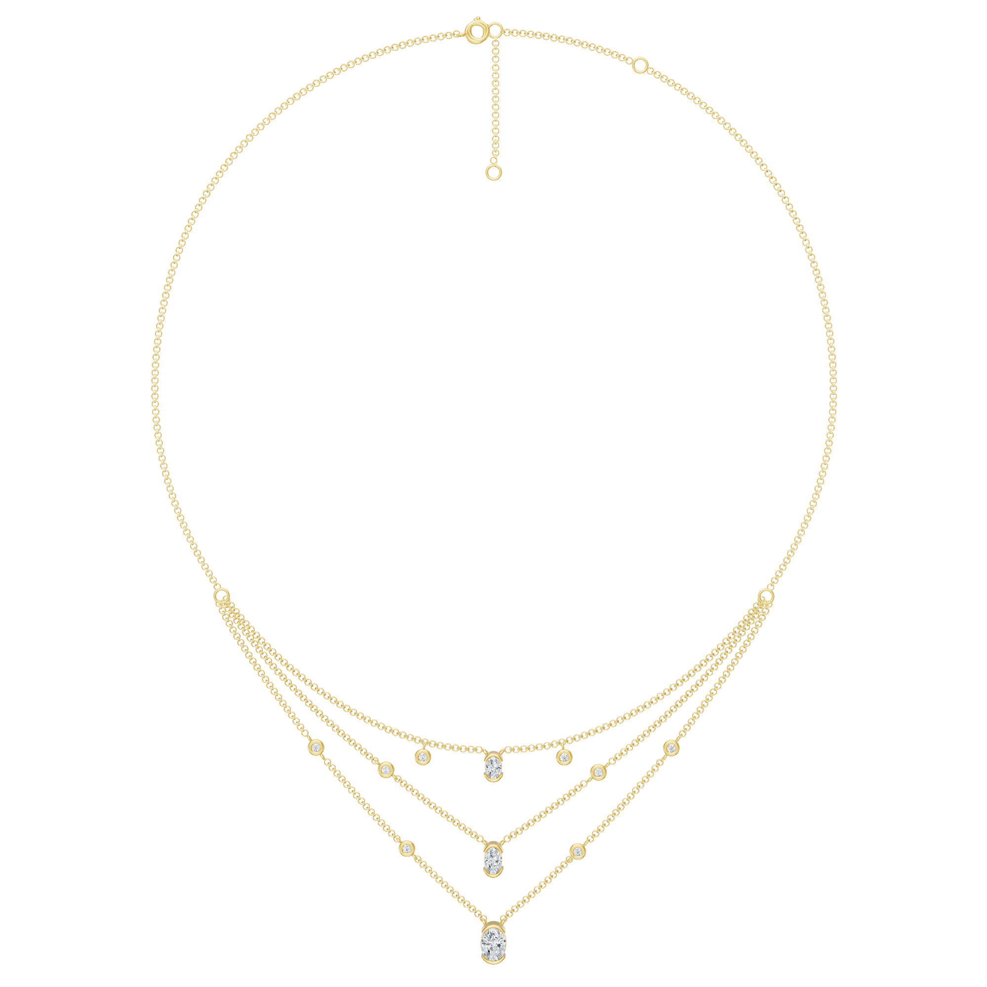 2.00cttw Lab-Grown Oval & Round Diamond Multi-Strand Necklace