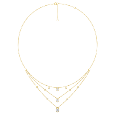 2.00cttw Lab-Grown Oval & Round Diamond Multi-Strand Necklace