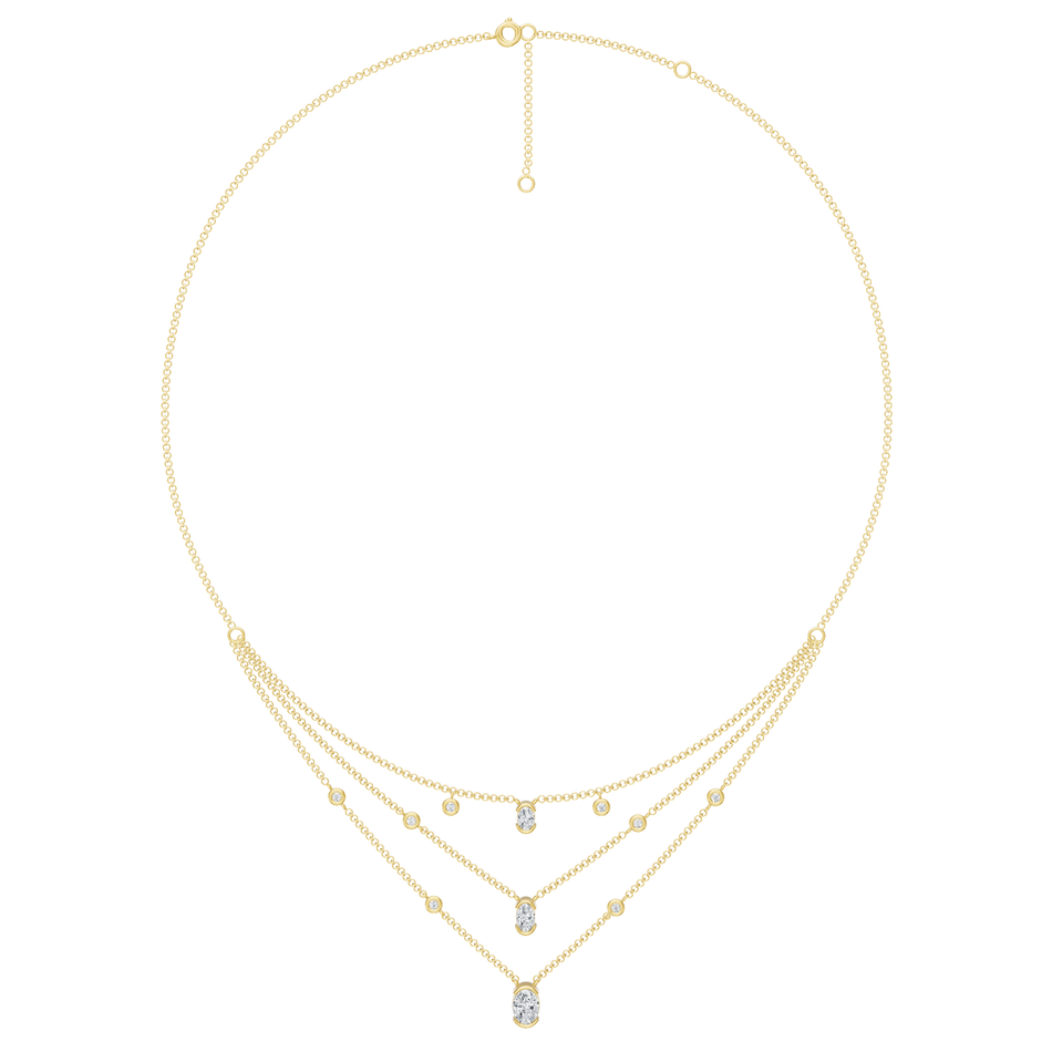 2.00cttw Lab-Grown Oval & Round Diamond Multi-Strand Necklace