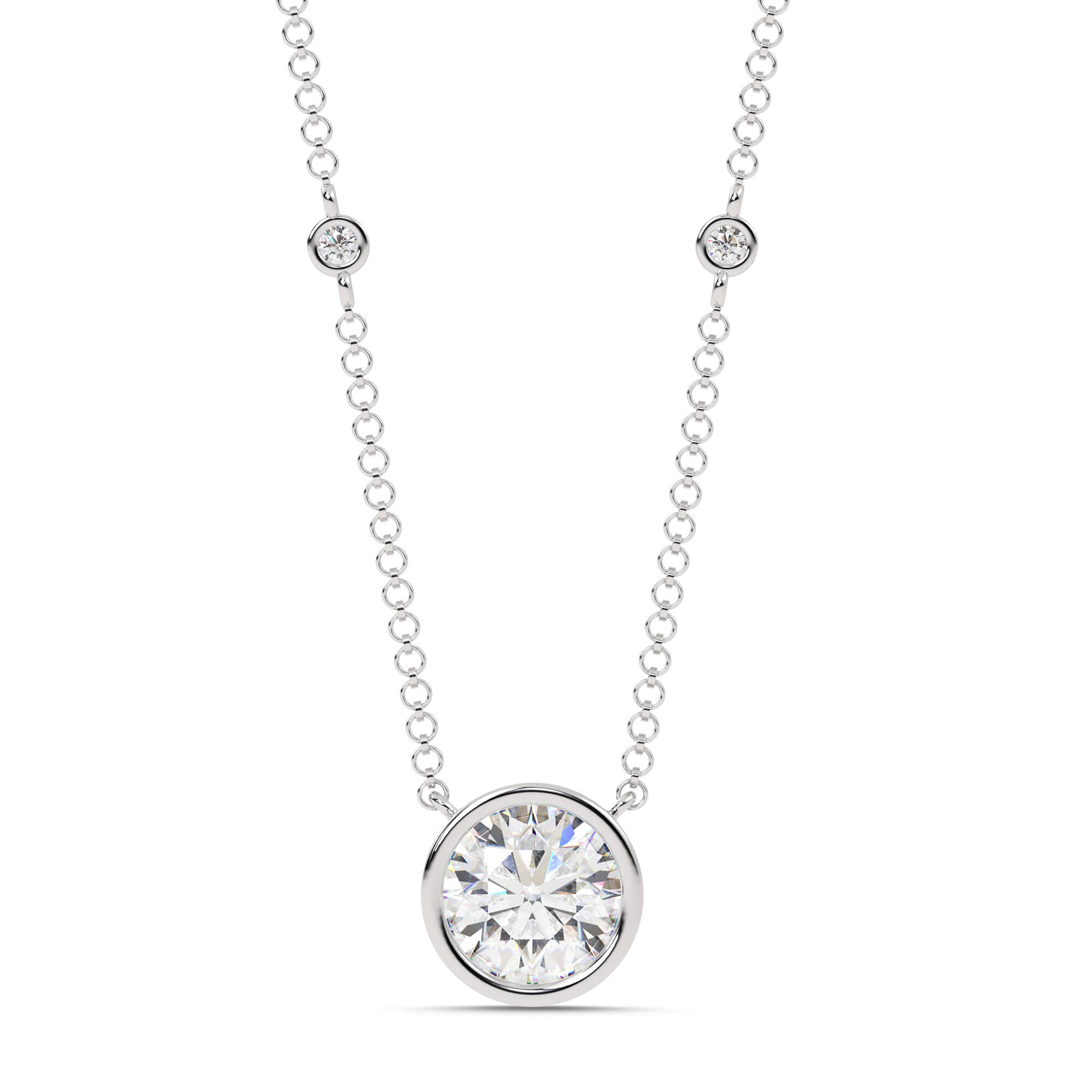 2.55cttw Lab-Grown Round Diamond Bezel Station Necklace