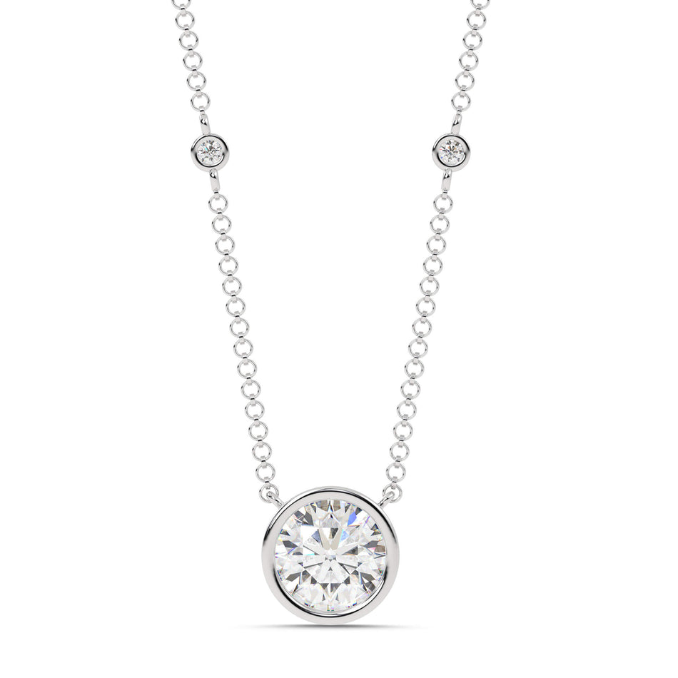 2.55cttw Lab-Grown Round Diamond Bezel Station Necklace