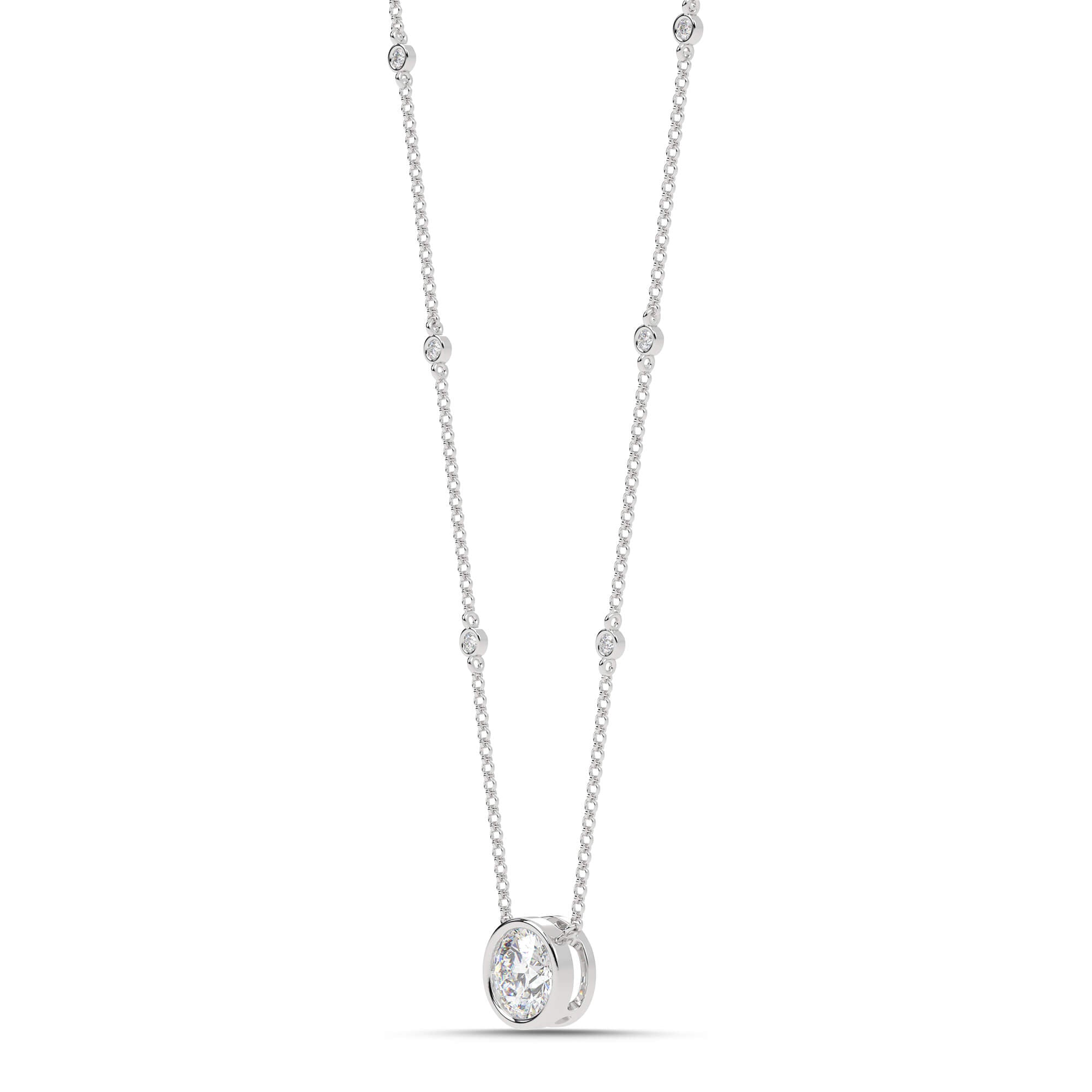 2.55cttw Lab-Grown Round Diamond Bezel Station Necklace