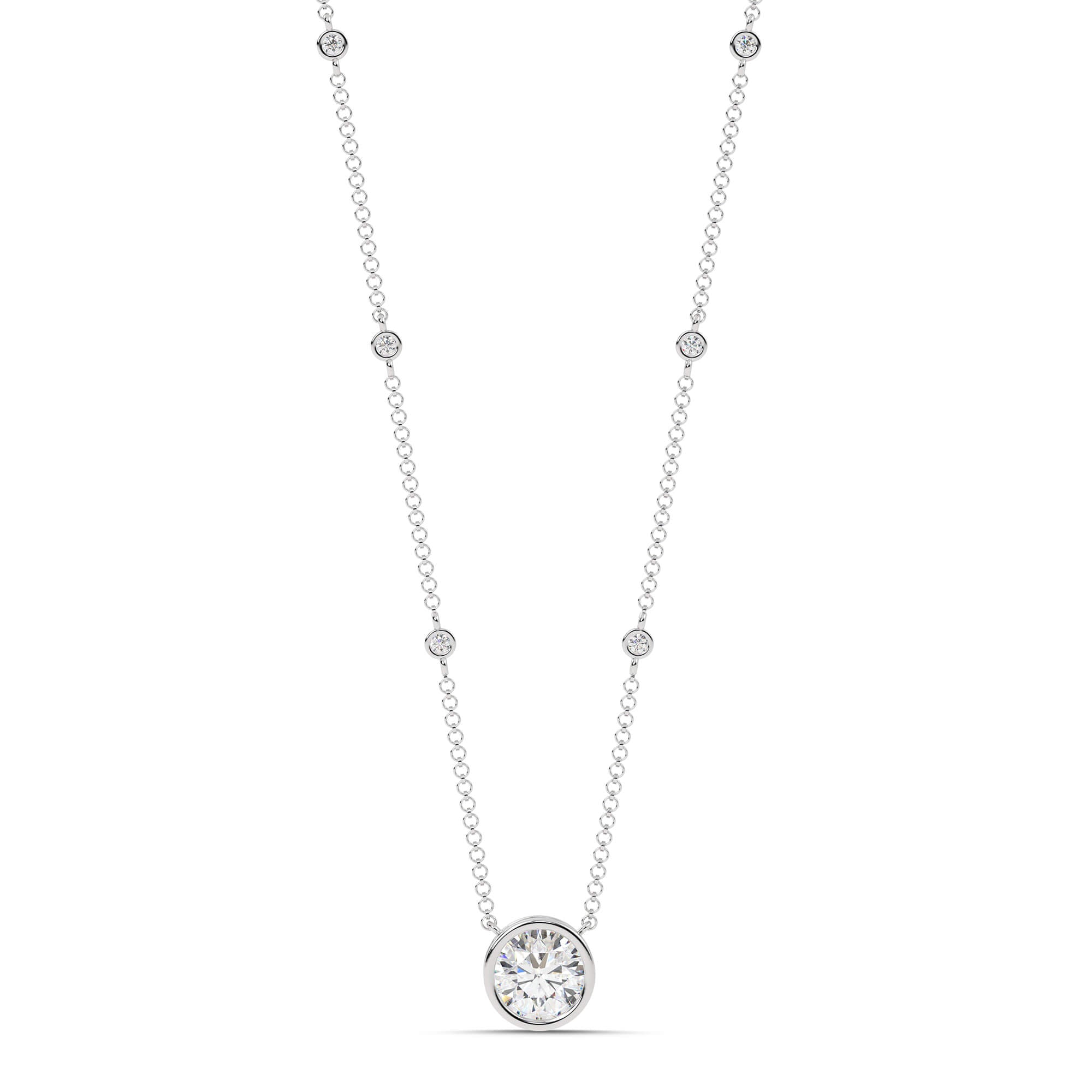 2.55cttw Lab-Grown Round Diamond Bezel Station Necklace