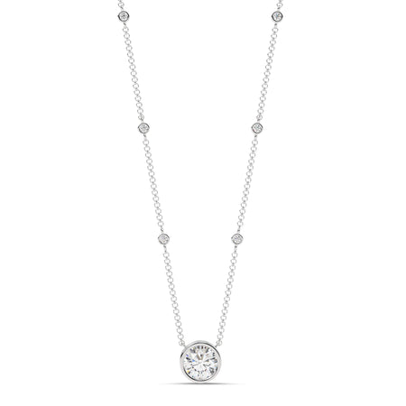 2.55cttw Lab-Grown Round Diamond Bezel Station Necklace