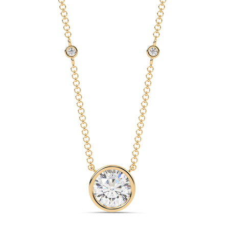 2.55cttw Lab-Grown Round Diamond Bezel Station Necklace