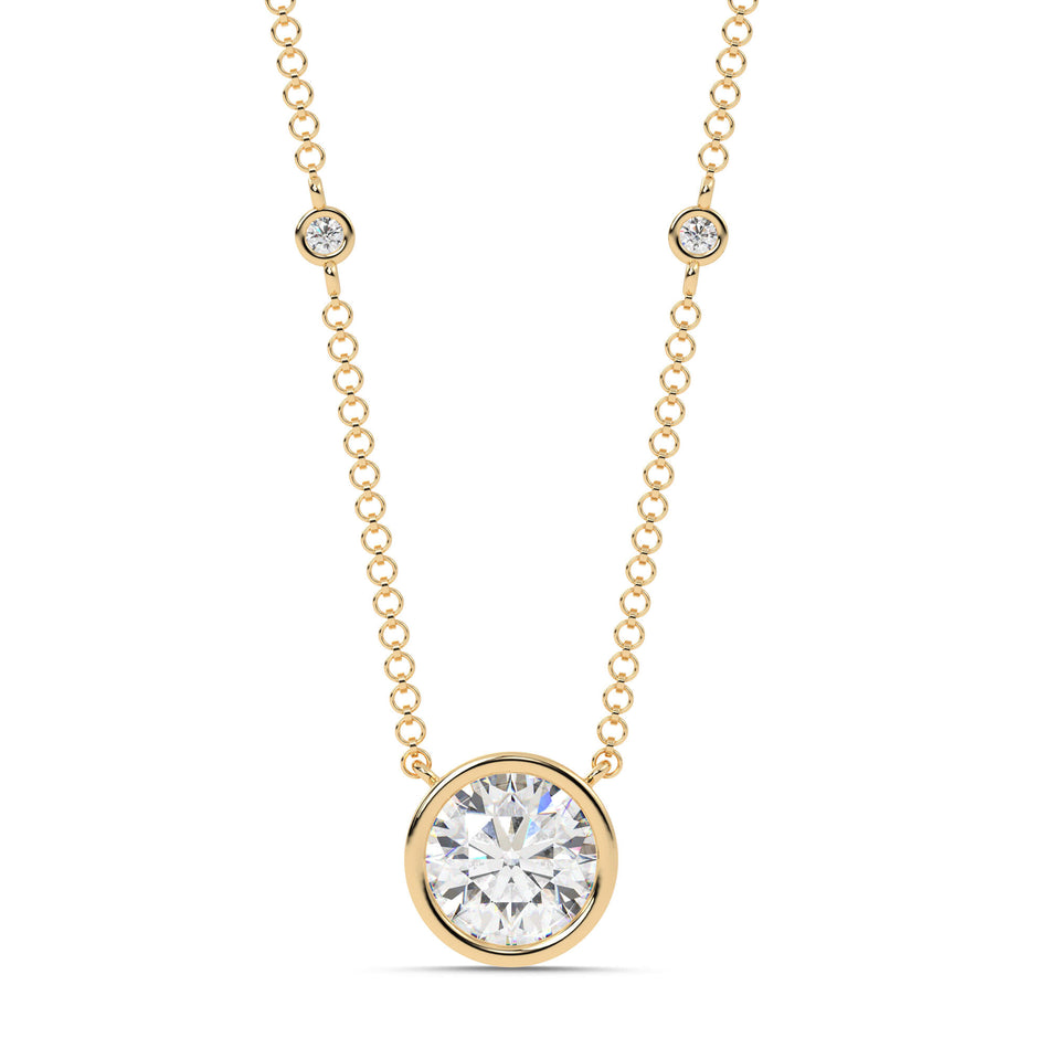 2.55cttw Lab-Grown Round Diamond Bezel Station Necklace
