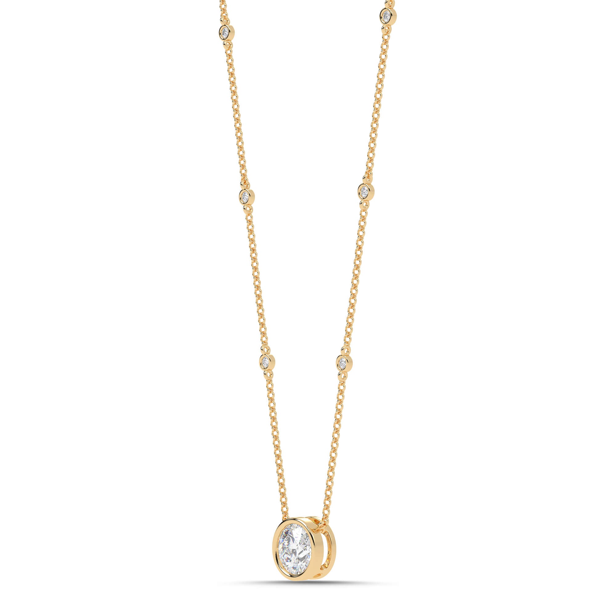 2.55cttw Lab-Grown Round Diamond Bezel Station Necklace
