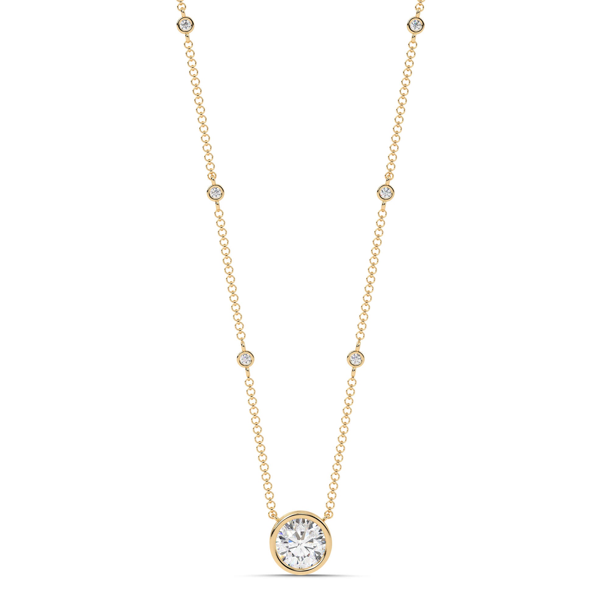 2.55cttw Lab-Grown Round Diamond Bezel Station Necklace