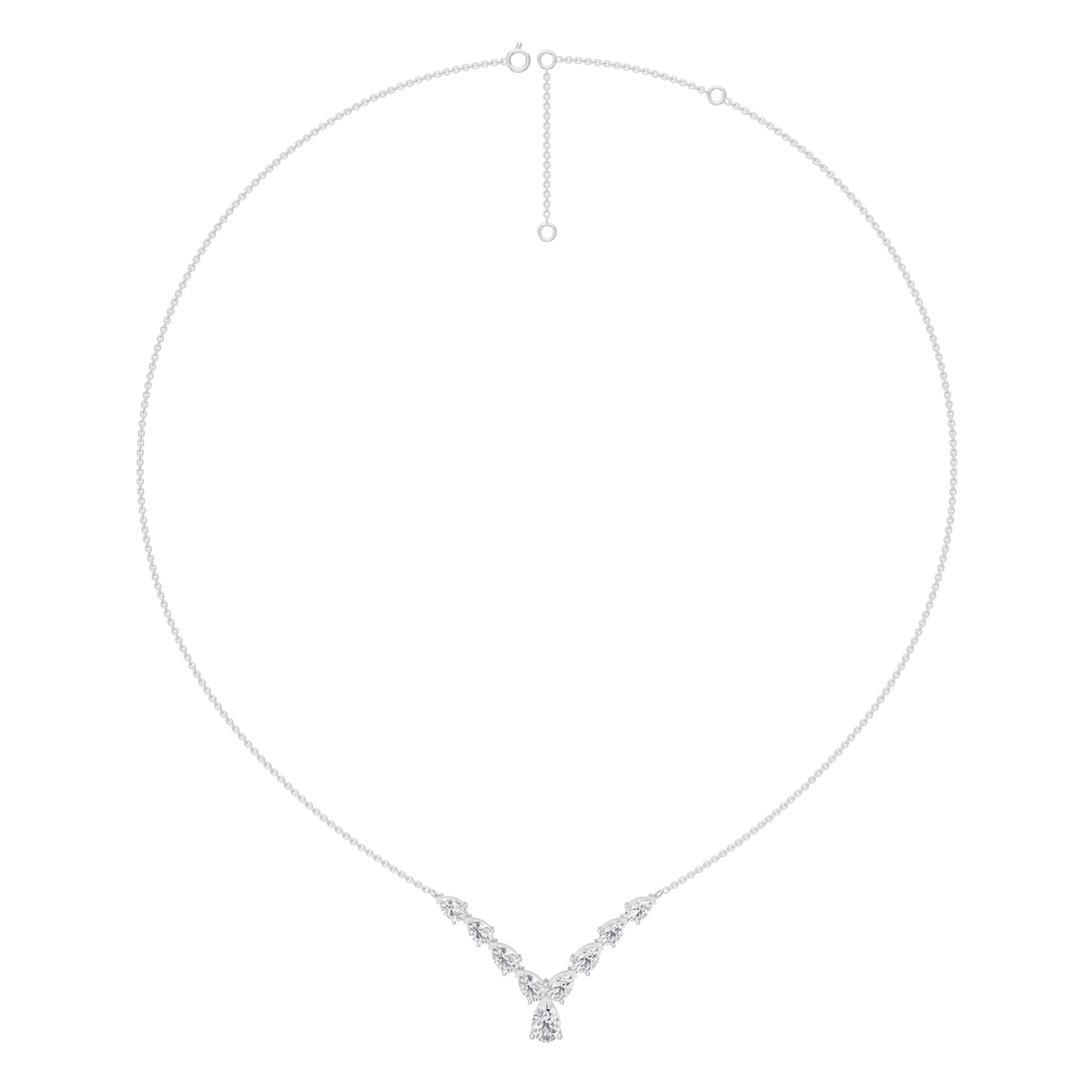 2.30cttw Lab-Grown Pear Cut Diamond Chevron Necklace