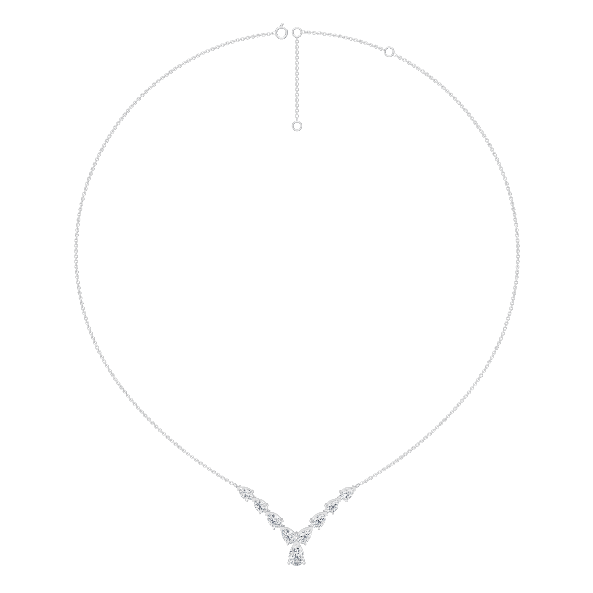 2.30cttw Lab-Grown Pear Cut Diamond Chevron Necklace