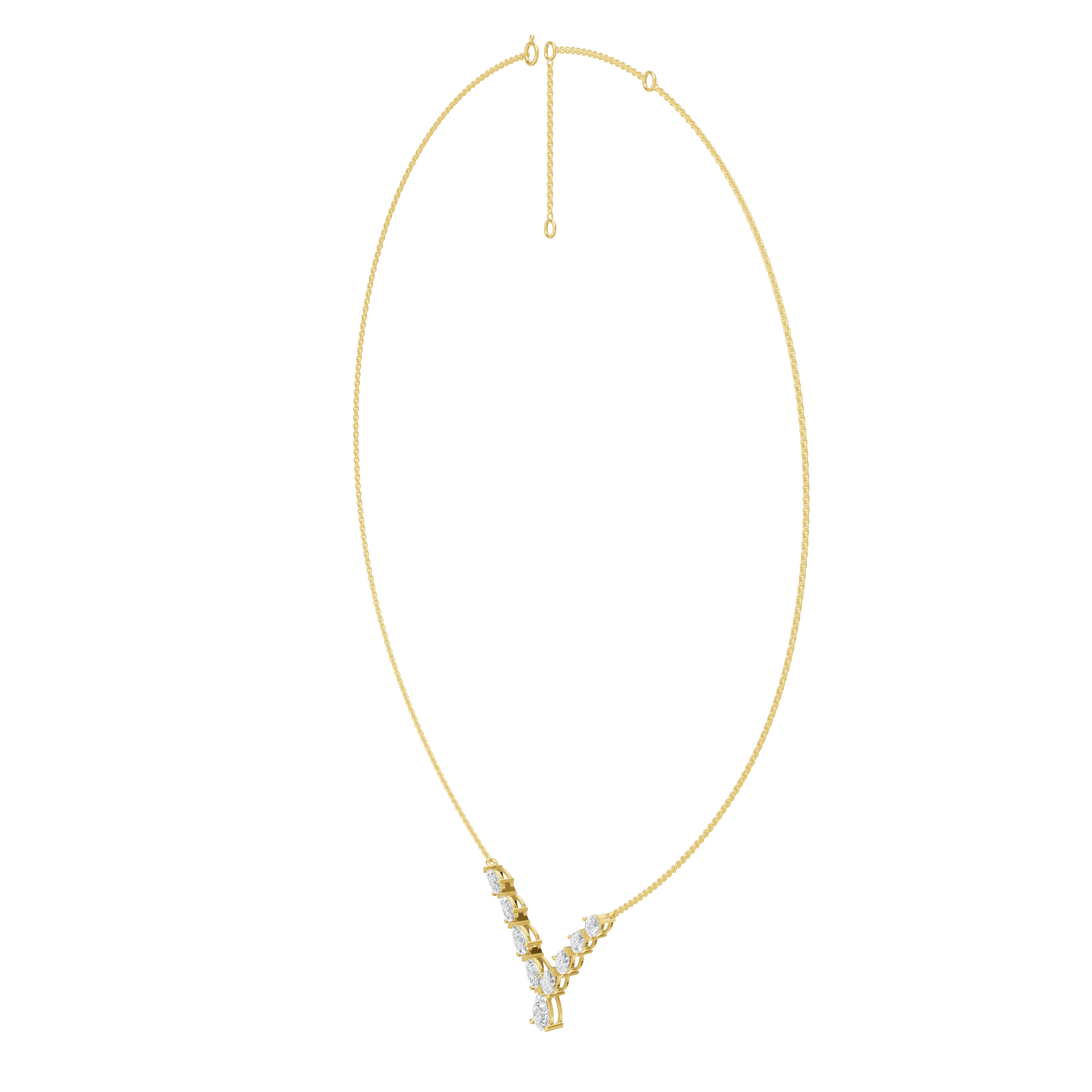 2.30cttw Lab-Grown Pear Cut Diamond Chevron Necklace
