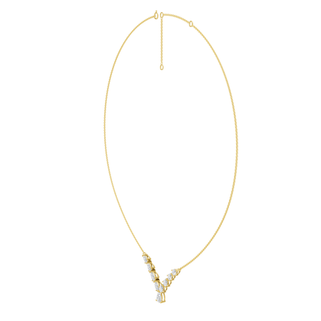 2.30cttw Lab-Grown Pear Cut Diamond Chevron Necklace
