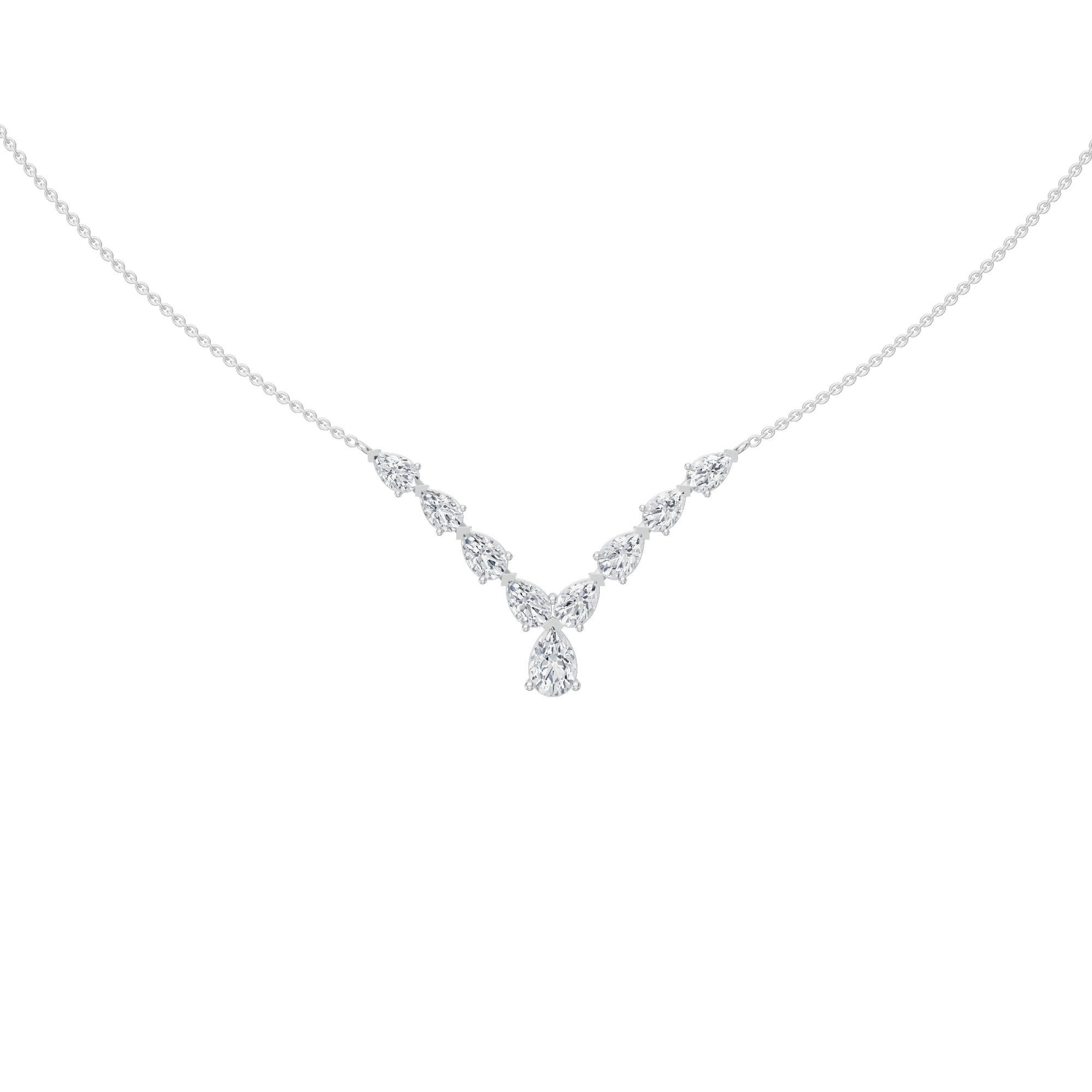2.30cttw Lab-Grown Pear Cut Diamond Chevron Necklace