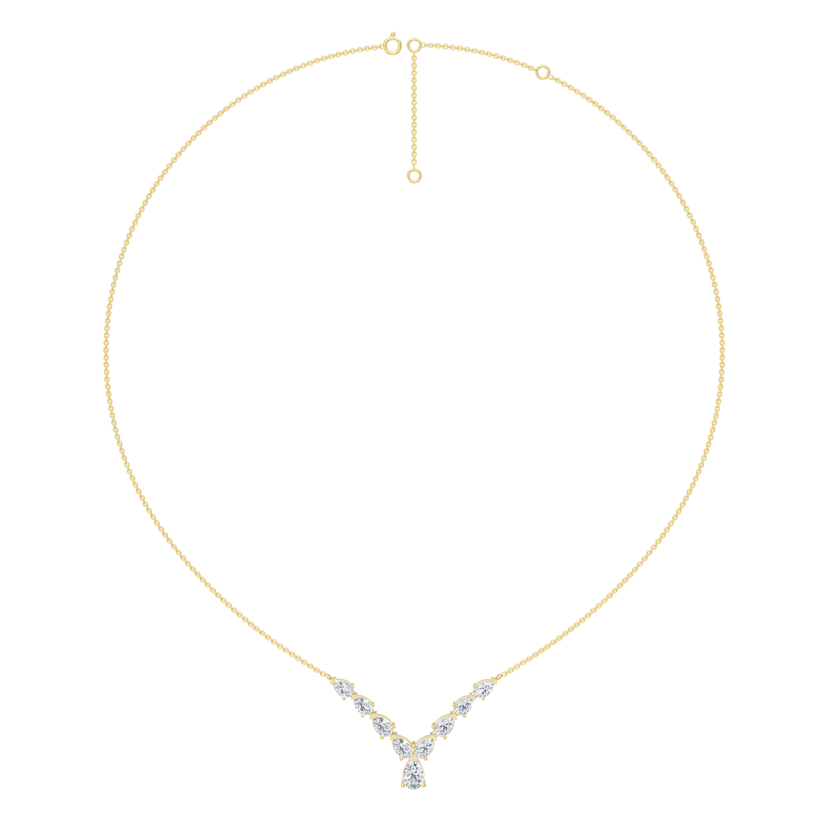 2.30cttw Lab-Grown Pear Cut Diamond Chevron Necklace