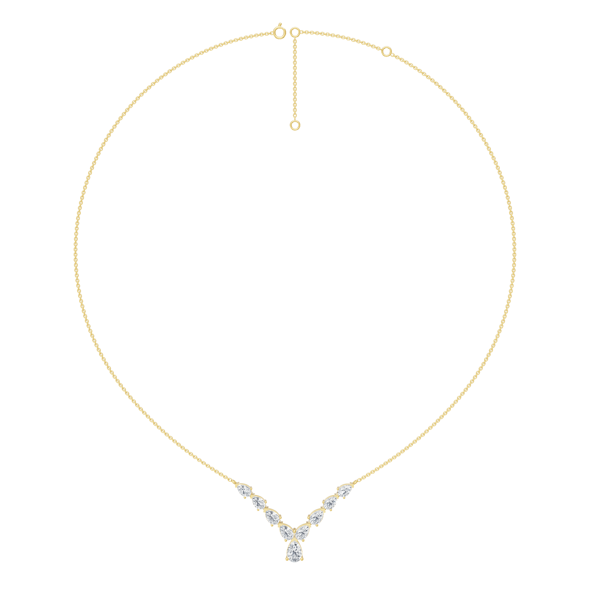 2.30cttw Lab-Grown Pear Cut Diamond Chevron Necklace