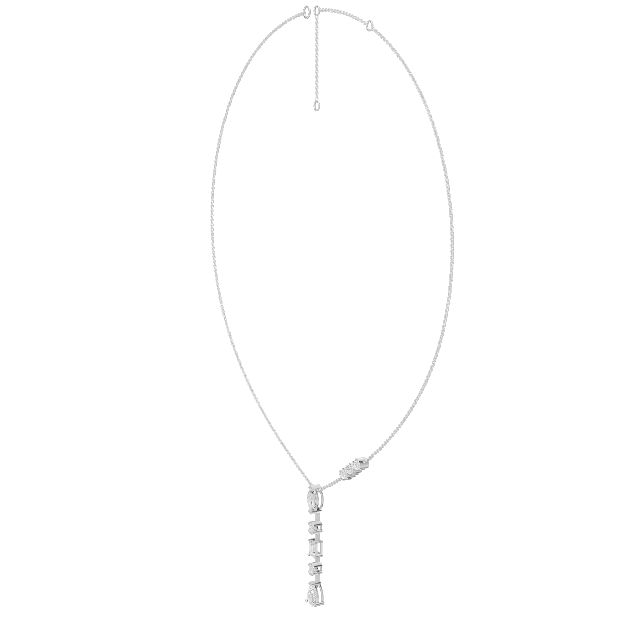 1.80cttw Mixed-Shape Diamond Lariat Drop Necklace