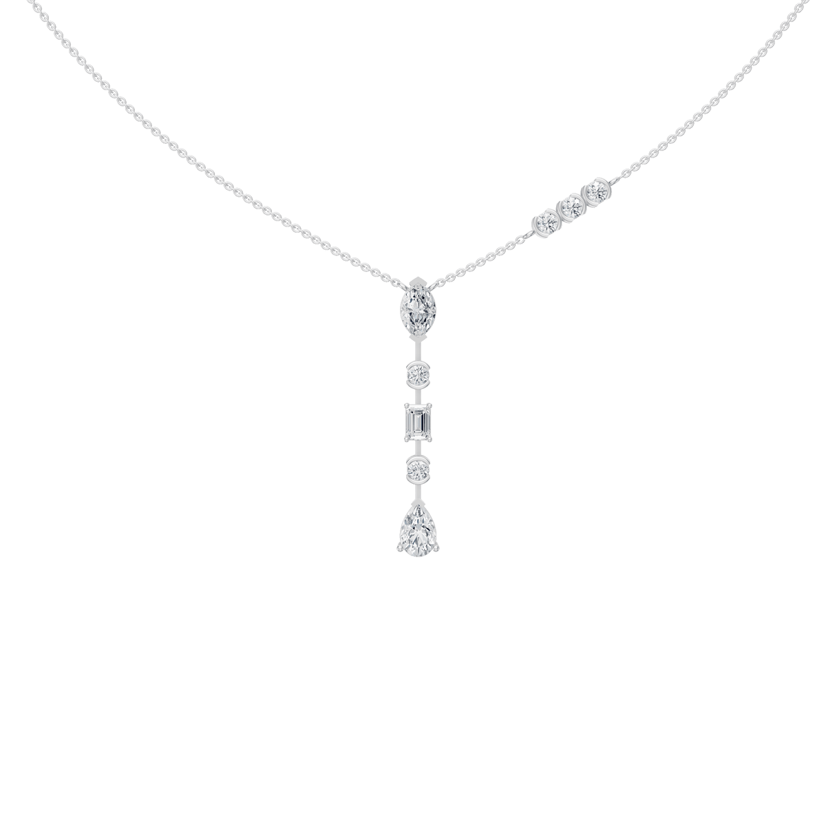 1.80cttw Mixed-Shape Diamond Lariat Drop Necklace