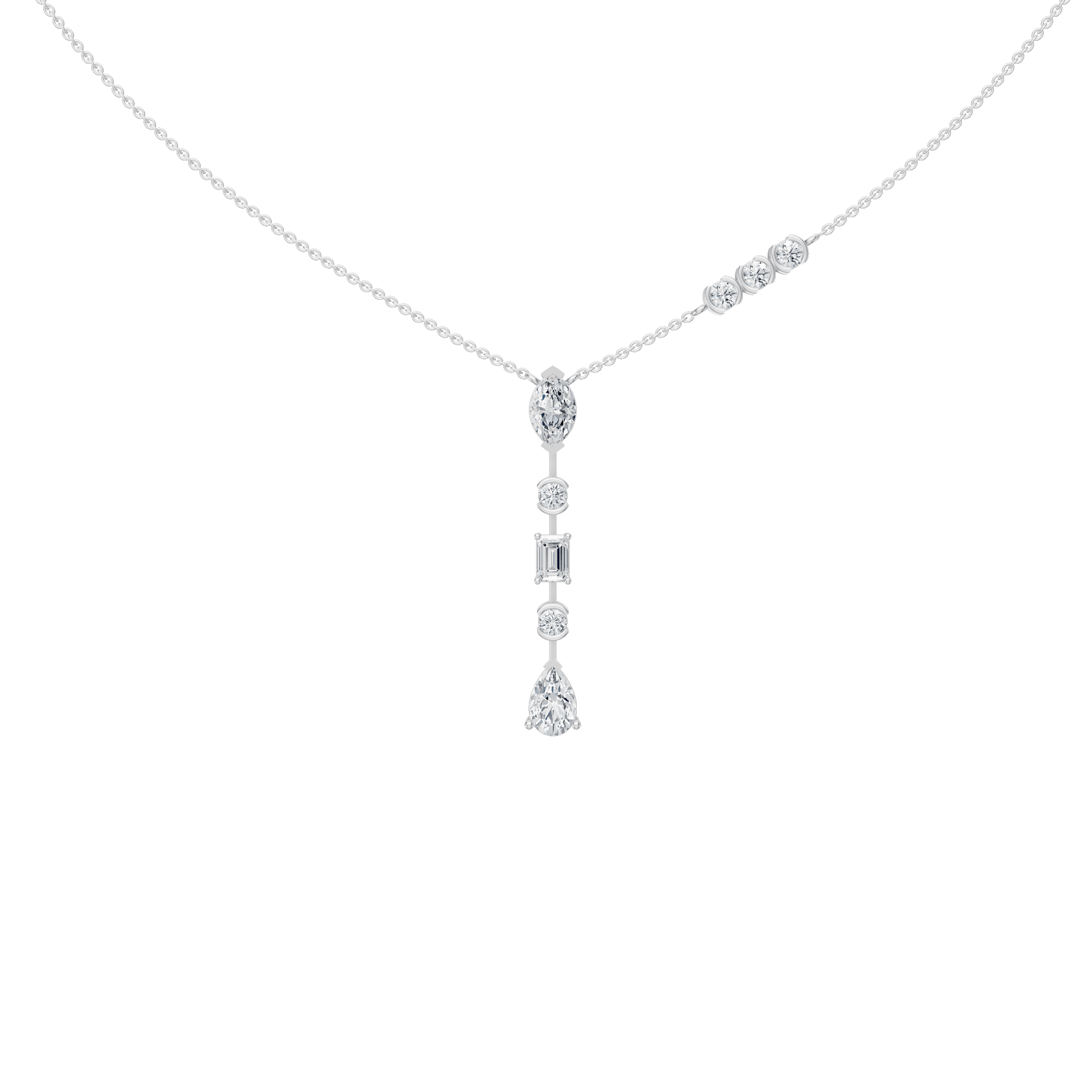 1.80cttw Mixed-Shape Diamond Lariat Drop Necklace