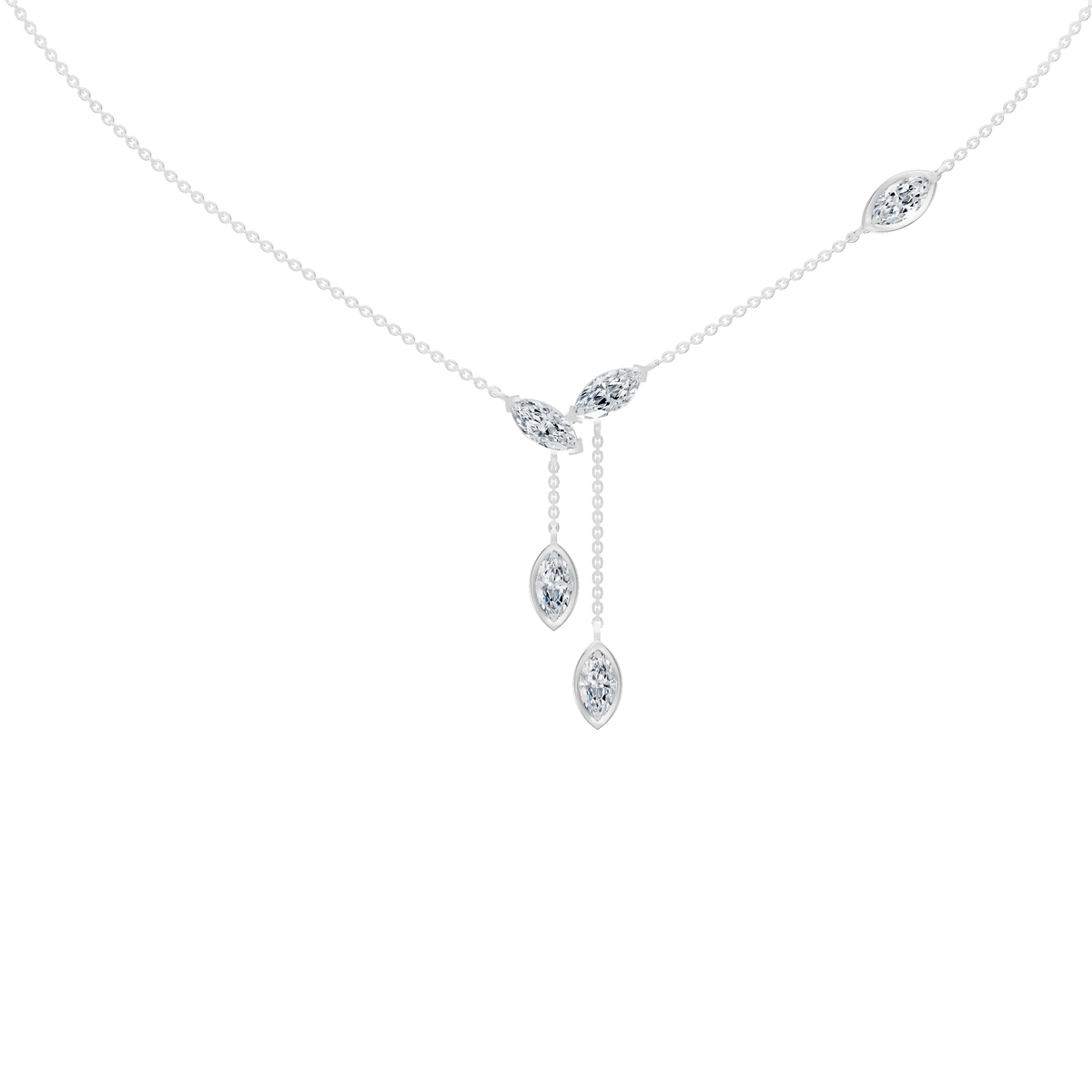 2.15cttw Lab-Grown Marquise Diamond Cascade Drop Necklace