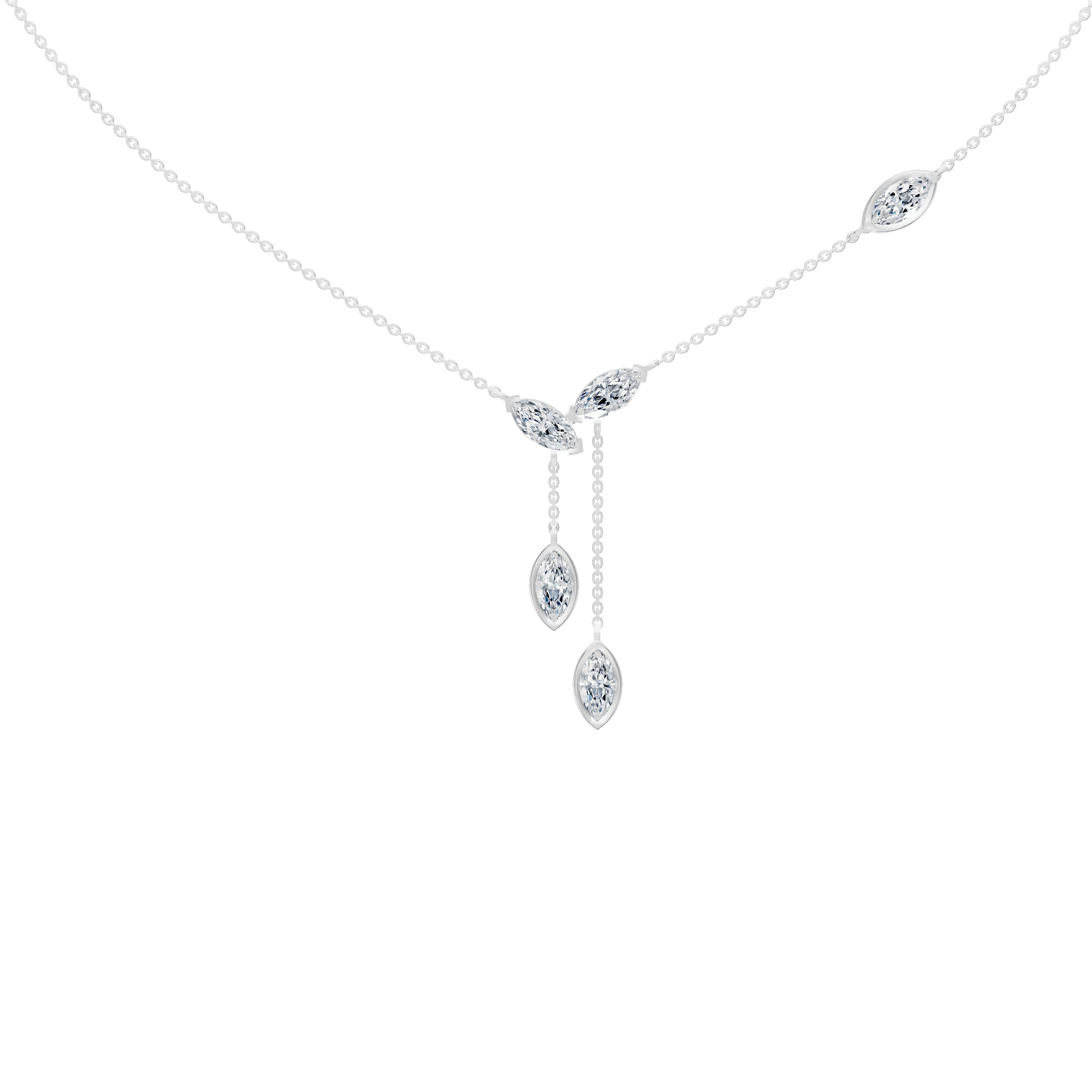 2.15cttw Lab-Grown Marquise Diamond Cascade Drop Necklace