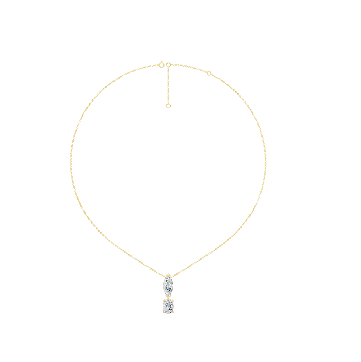 4.50cttw Lab-Grown Oval & Marquise Two-Stone Drop Pendant Necklace