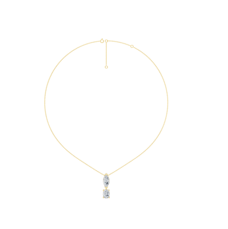 4.50cttw Lab-Grown Oval & Marquise Two-Stone Drop Pendant Necklace